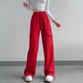 thumbnail image 1 of RXIRUCGD Women's Solid Color Velvet With Drawstring Wide Leg Workwear Pants, Hot Pink, Size: XL, 1 of 3