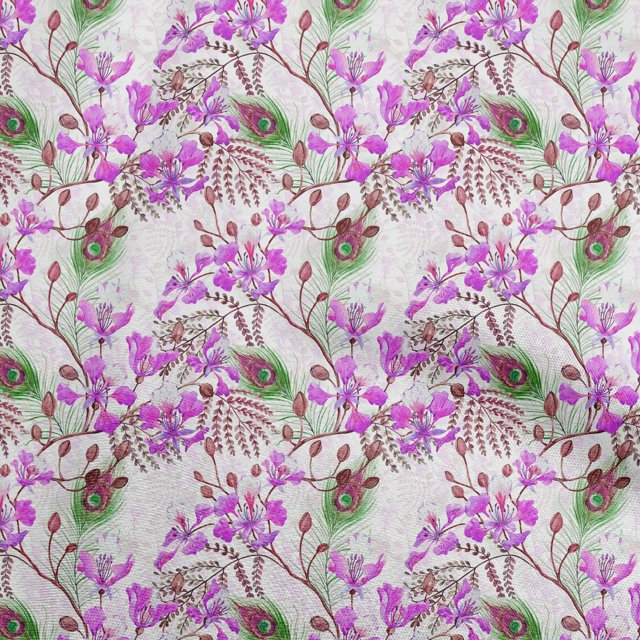 oneOone Velvet Fuschia Pink Fabric Florals Craft Projects Decor Fabric Printed By The Yard 58 Inch Wide