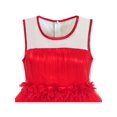 thumbnail image 4 of Robe Fille Rouge Fleur Dimensionnelle Anniversaire Mariage Robe 6 Ans, 4 of 6