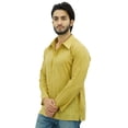 thumbnail image 3 of Atasi Kurta Beige pour Homme Chemise à Col Rabattu Col Ethnique Indien Vêtements-Petit, 3 of 7