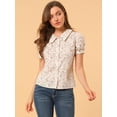 thumbnail image 3 of INSPIRE CHIC Blouse à Fleurs pour Femme à Manches Bouffantes, Col Rabattu, Boutonnée, 3 of 6