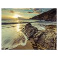 thumbnail image 2 of Sunset at Beach Vintage Style - Modern Seascape Canvas Artwork, 2 of 3