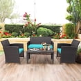 thumbnail image 2 of Costway Ensemble de Mobilier de Patio en Rotin 8 Pcs Chaise, Sofa et Table avec Coussins Turquoise, 2 of 10
