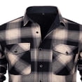 thumbnail image 3 of Lovzfmll Men's Flannel Shirt Jacket Fleece Lined Button Front Two Pockets Gray, L, 3 of 4