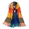 thumbnail image 4 of Up to 65% off Ladies Scarf Striped Color Plaid Shawl Elegant Ladies Style Warm Comfortable And Winter Scarf Fashionable Scarf on Clearance, 4 of 6