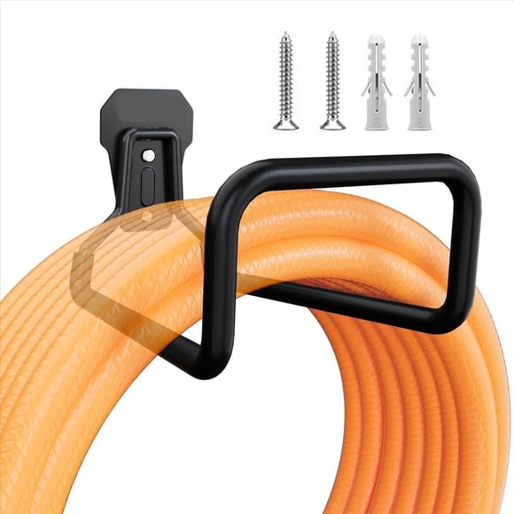 Garden Hose Holder Wall Mount, Duty Water Hose Hanger for Outside, Metal Hose Reels Hose Rack Hose Hook for Garden Hose,1 x Hose Holder,Black