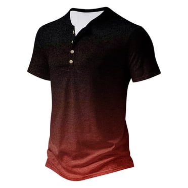 Cameland T-Shirts à Boutons Dégradés pour Hommes Grande Taille, Chandail à Manches Courtes Décontracté à Col Rond, Haut d'Été Confortable, Blouse de Sport