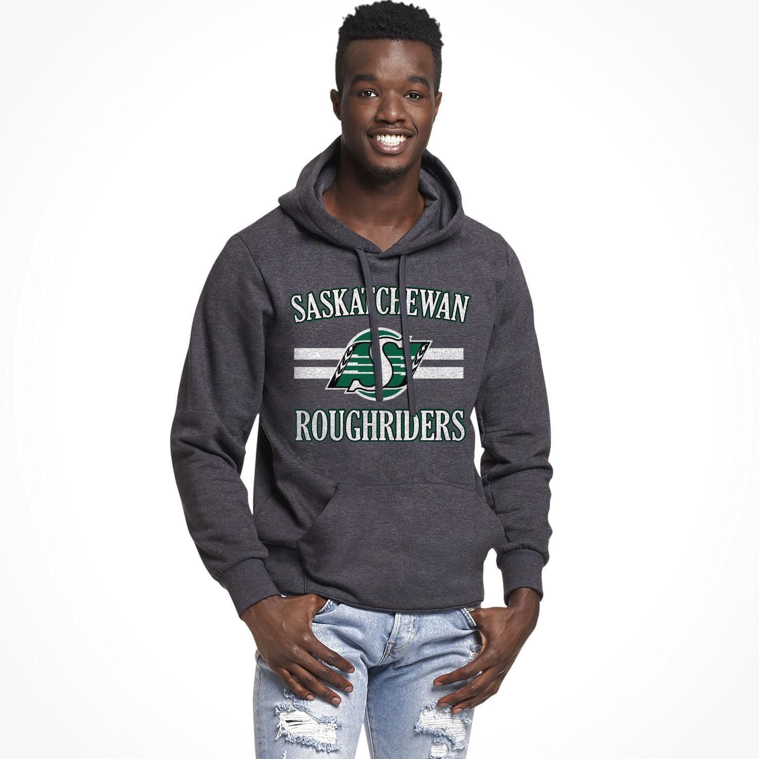 Licensed CFL Roughriders Popover Men's Grey Hoodie
