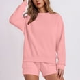 thumbnail image 1 of HAiming Ensemble 2 Pcs pour Femmes Chandail Col Rond Chandails en Molleton et Shorts Surdimensionnés Amples, 1 of 5