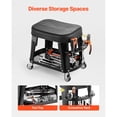 thumbnail image 2 of KFFKFF Mechanic Stool, 300 lbs Capacity Garage Seat/Work Stool with Wheels, 360° Swivel Rolling Workshop Stool with Tool Tray and Screwdriver Rack, Heavy-Duty, 2 of 9