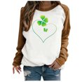 thumbnail image 1 of Besolor St Patricks Day Sweatshirt Women Color Block Long Sleeve Shamrock St. Patricks Shirts Tees Holiday Party Pullover Tops, 1 of 4