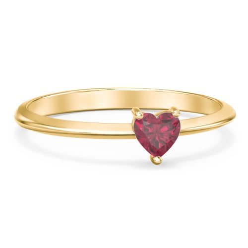 Heart Birthstone Ring - Ruby (July)