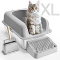 thumbnail image 1 of VEVOR 6 in Deep Cat Litter Box Odor-Free Litter Box with Filtering Foot Board, 1 of 9