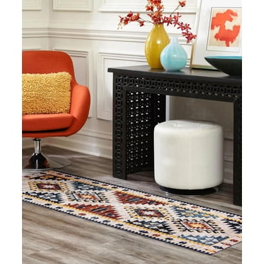 ECARPET Washable Vintage Turkish Tribal Area Rug & Runner for Hallway, Living Room, Bedroom
