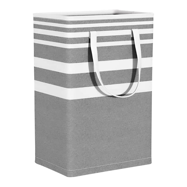 Ohufall Foldable Fabric Storage Bag Storage Basket Striped Pattern For Dirty Clothes Cotton Quilt Moving Use Laundry Basket Easy To Fold And Carry