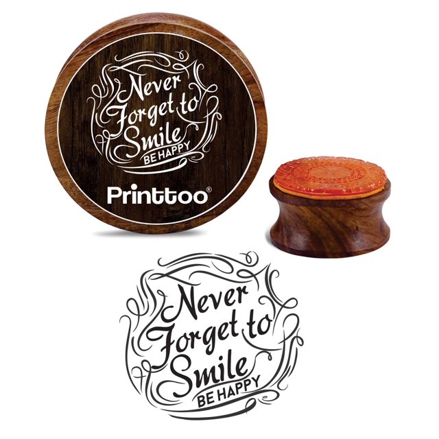 Printtoo Never Forget To Smile Be Happy Round Wooden Rubber Stamp Scrap-booking Stamps-2 Inch|