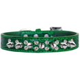 thumbnail image 1 of Double Crystal And Spike Croc Dog Collar Emerald Green Size 12, 1 of 1