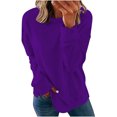 thumbnail image 1 of CEHVOM Chemises Décontractées à Manches Longues pour Femmes Couleur Unie Col Rond Chandail en Molleton Chandail Tunique Ample en Liquidation, 1 of 6