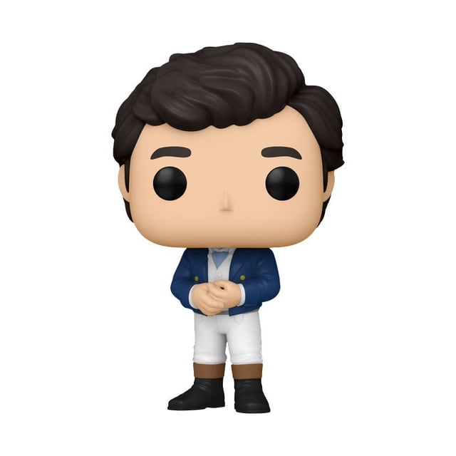 Funko Pop! Disney: The Little Mermaid - Live Action - Prince Eric Vinyl Figure shows a front-facing vinyl figure with dark wavy hair, black eyes, wearing a blue jacket with gold buttons, white pants with brown cuffs, and black boots on a white background. This 4.3-inch collectible is ideal for Disney vinyl figure collectors and fans.