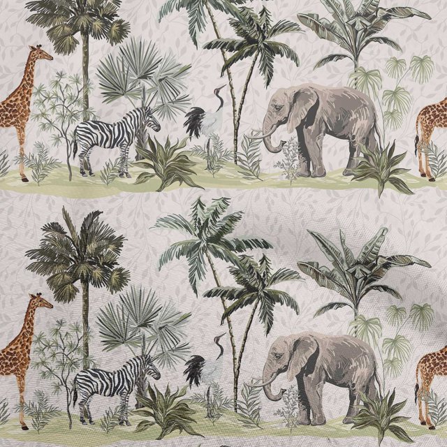 oneOone Polyester Spandex Light Green Fabric Tropical Sewing Material Print Fabric By The Yard 56 Inch Wide