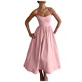 thumbnail image 2 of Robes d'Été pour Femmes 2025 Robe Longue Sans Manches à Bretelles Couleur Unie Dos Nu Ligne A Bandage Maxi Robe Rose m, 2 of 5