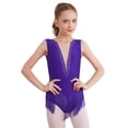 thumbnail image 1 of Doomiva Combinaison de Danse Gymnastique avec Franges et Strass pour Filles, Violet 8, 1 of 7