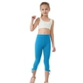 thumbnail image 3 of Solid Color Girls Capris Leggings Girls Cropped Summer Leggings for Casual Dance Blue 5Y, 3 of 8