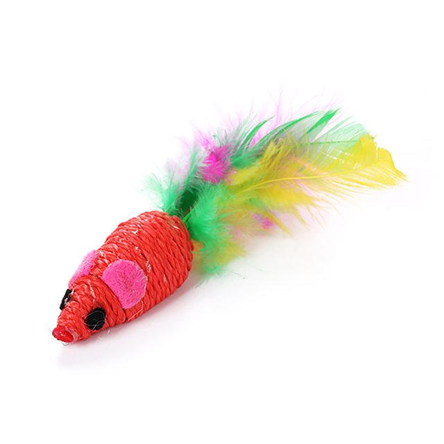 Mice Toy Creative Funny Faux Feather Pet Chase Toy Mouse Toy for Cats Kittens