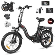 SAMEBIKE  Folding Electric Bike for Adults, 600W Peak Motor 20 mph, 43 Miles Range 36V 13Ah Removable Battery, 20" Step-Through E-Bike with Shimano 7-Speed, LCD Display, UL2849 Certified