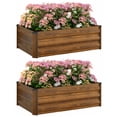 thumbnail image 1 of Outsunny Set of 2 Raised Garden Beds, Galvanized Planter Box, Dark Brown, 1 of 10