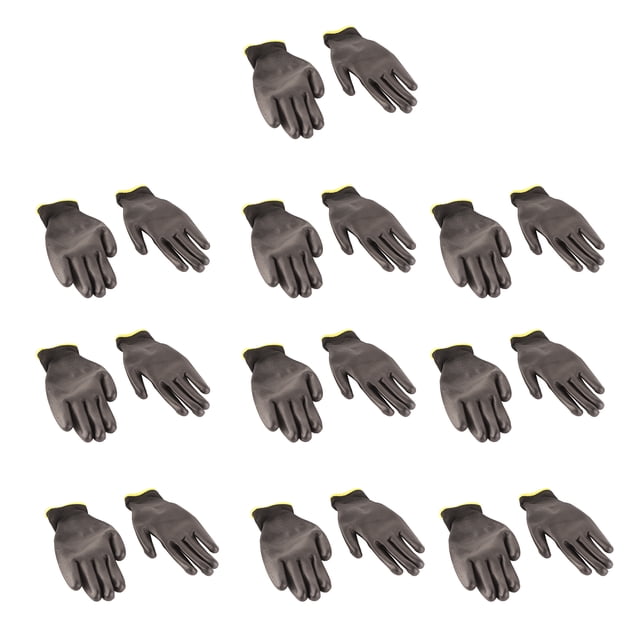 10 Pairs PU Coated Safety Work Gloves Static Proof Nylon Gloves Work Gloves Mechanic Working Seamless Knit Glove