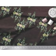 thumbnail image 3 of Soimoi Brown polyester Crepe Fabric Square & Leaves Printed Fabric 1 Yard 52 Inch Wide, 3 of 3