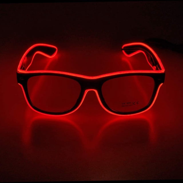 Light up El Wire Neon Rave Glasses Glow Flashing LED Sunglasses Costumes For Party, EDM, Halloween