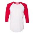 thumbnail image 1 of 5050 Raglan Three-Quarter Sleeve Tee, XS, WhiteRed, 1 of 2