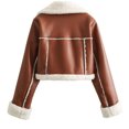 thumbnail image 3 of DPTALR Women's Lamb Hair Short Coat Zipper Motorcycle Style Jacket, 3 of 3