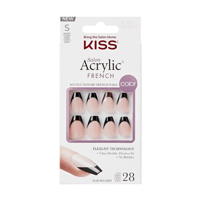 KISS Salon Acrylic French, Flame, Short Coffin