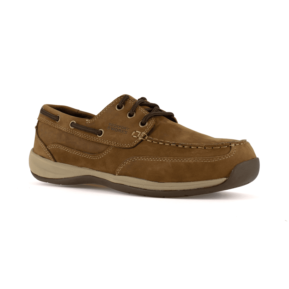 Rockport Works Chaussure de Travail à Trois Oeillets à Embout d'Acier pour Homme Sailing Club Brun - RK6736