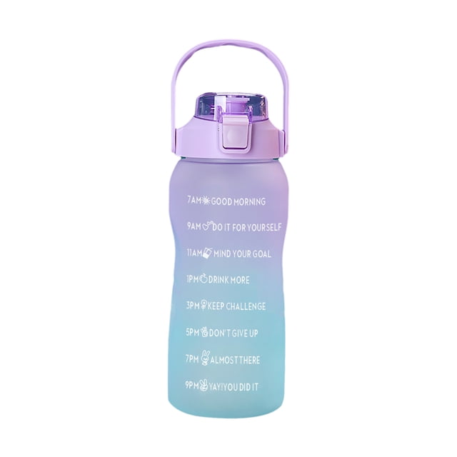 Yeacher 2L Water Bottle with Marker Straw Handle Leakproof Large Capacity Water Bottle Reusable Water