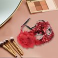 thumbnail image 4 of Unique Bargains 1 Pc Floral Sequins Half Face Party Mask for Masquerade Party Red, 4 of 5