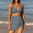 thumbnail image 2 of Kyusrd Maillots de Bain avec Jupe Deux Pièces Maillots de Bain Maillots de Bain Femmes à Carreaux Deux Pièces Maillots de Bain Bandage Maillots de Bain Col Rond Dos Nu, 2 of 8