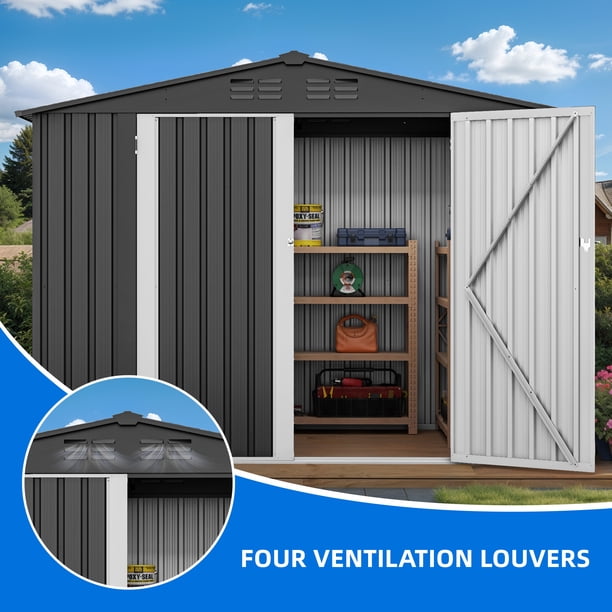 DEXTRUS 7x5 ft Metal Outdoor Shed with Air Vent & Lockable Door