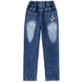 thumbnail image 2 of KIDSCOOL SPACE Ruffled Elastic Waist Colorful Button Decor Vertical Pocket Jeans for Girls,4-5 Years, 2 of 7