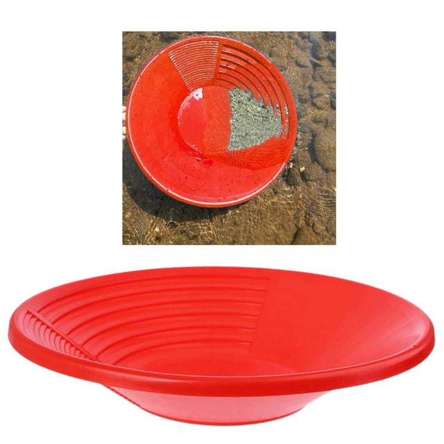 kurtrusly 15" Dual Riffle Gold Pan for Nugget Mining Dredging River Panning Red