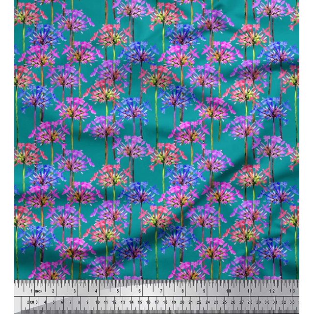 Soimoi Rayon Fabric Periwinkle Floral Print Fabric by the Yard 56 Inch Wide