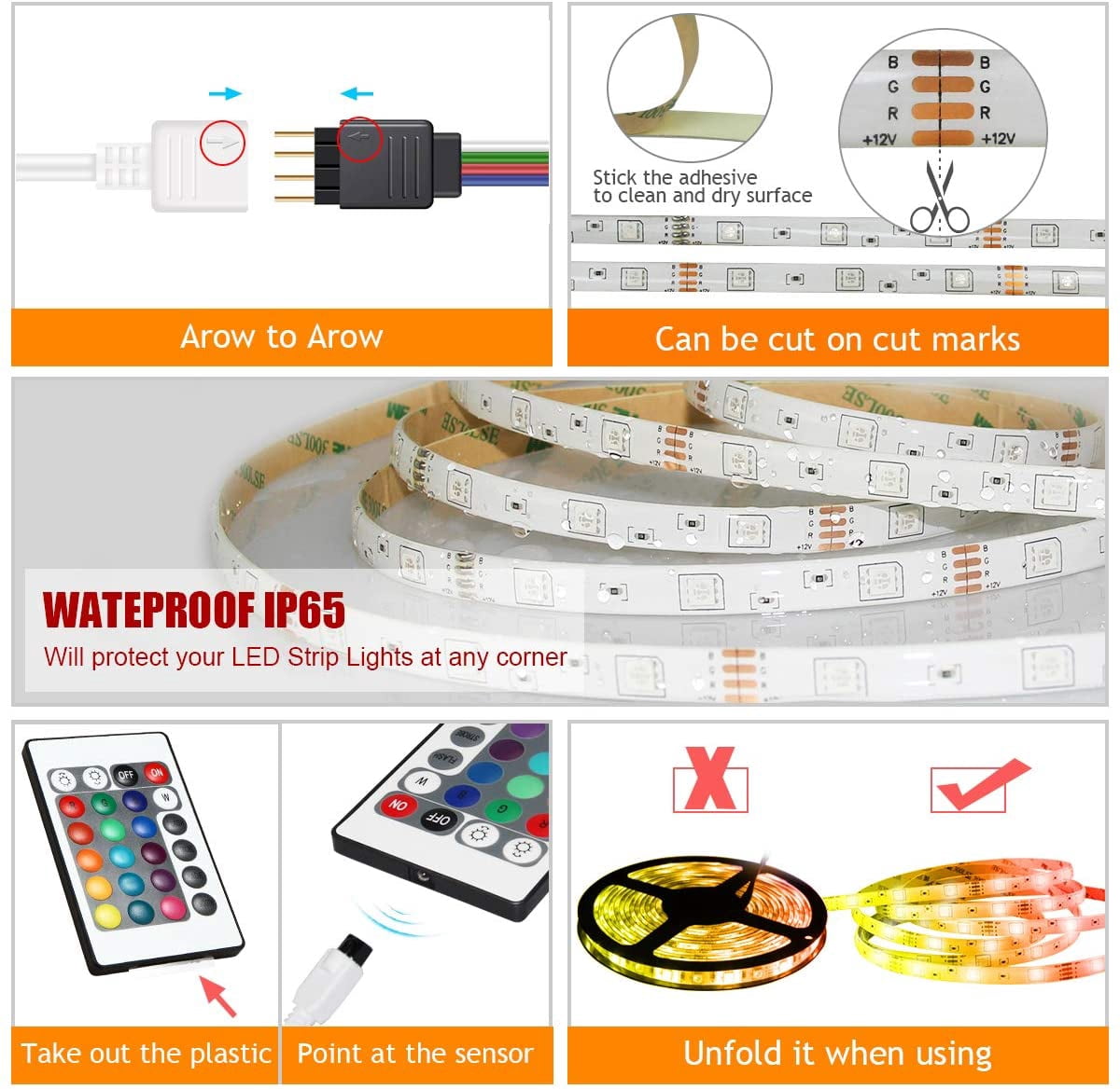WiFi LED Strip Lights 10m/32.8ft, Smartphone Controlled LED Strip Kit RGB Waterproof IP65 150 LEDs 5050 LED Lights, Music Sync, Voice Control Compatibwith Echo, GoogAssistant, IFTTT