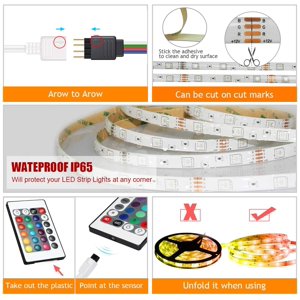WiFi LED Strip Lights 10m/32.8ft, Smartphone Controlled LED Strip Kit RGB Waterproof IP65 150 LEDs 5050 LED Lights, Music Sync, Voice Control Compatibwith Echo, GoogAssistant, IFTTT