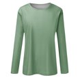 thumbnail image 4 of Timegard Womens Tops Long Sleeve Round Neck Solid Color Basic Tee Fall Casual Comfy Loose Tops Blouse, 4 of 5
