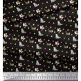 thumbnail image 3 of Soimoi Poly Georgette Fabric Dot & Cat Animal Decor Fabric Printed Yard 42 Inch Wide, 3 of 5