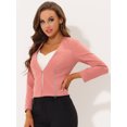 thumbnail image 3 of INSPIRE CHIC Women's Work Office Open Front Zipper Collarless Cropped Blazer Deep Pink XL, 3 of 5
