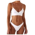 thumbnail image 2 of Women Solid Push Up High Cut Lace Up Halter Bikini Set Two Piece Swimsuit, 2 of 8